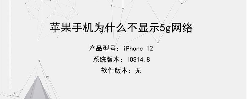 苹果手机为什么不显示5g网络